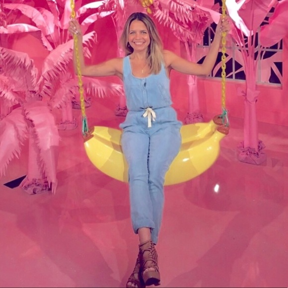 Loft Distressed Chambray Drawstring Overalls - Picture 1 of 11